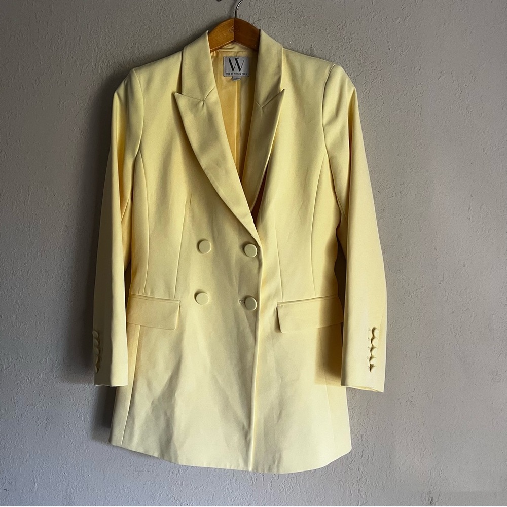 Vintage Double Breasted Oversized Yellow Blazer